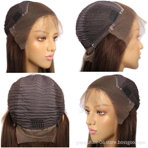 13x6 Hd Transparent medium brown Swisss Lace Frontal 100% raw virgin  remy Human Wig for Black with Baby hair vendor